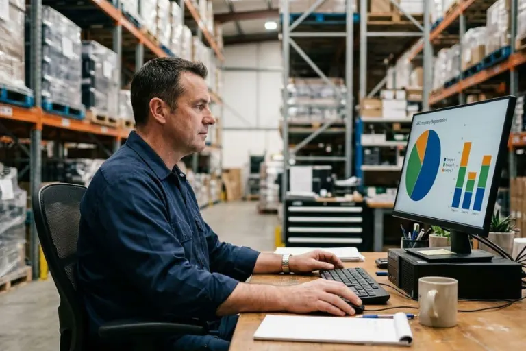 Inventory manager using ABC Analysis to classify inventory and prioritize stock control in a modern warehouse