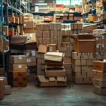 Warehouse manager analysing dead stock and slow-moving inventory using an inventory management system.