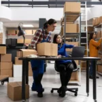 Modern warehouse with optimized storage layout and digital inventory management improving warehouse productivity without expanding storage space.